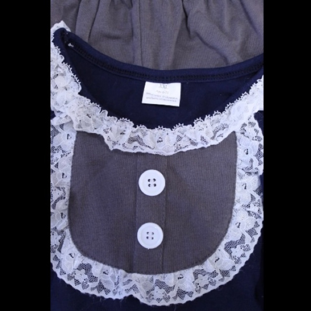 Girls navy/grey long sleeve outfit - size 6-7T